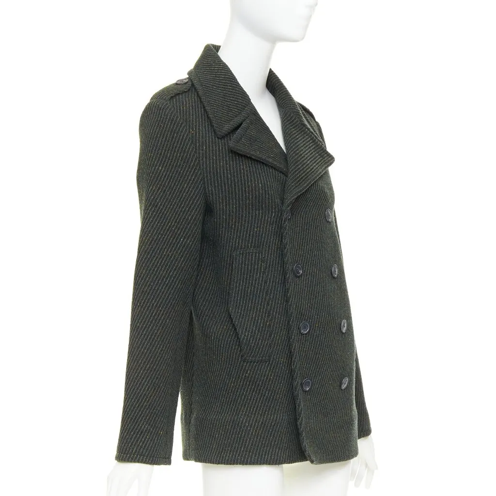 Dior Green Wool Coat Green Wool Very good - Model View