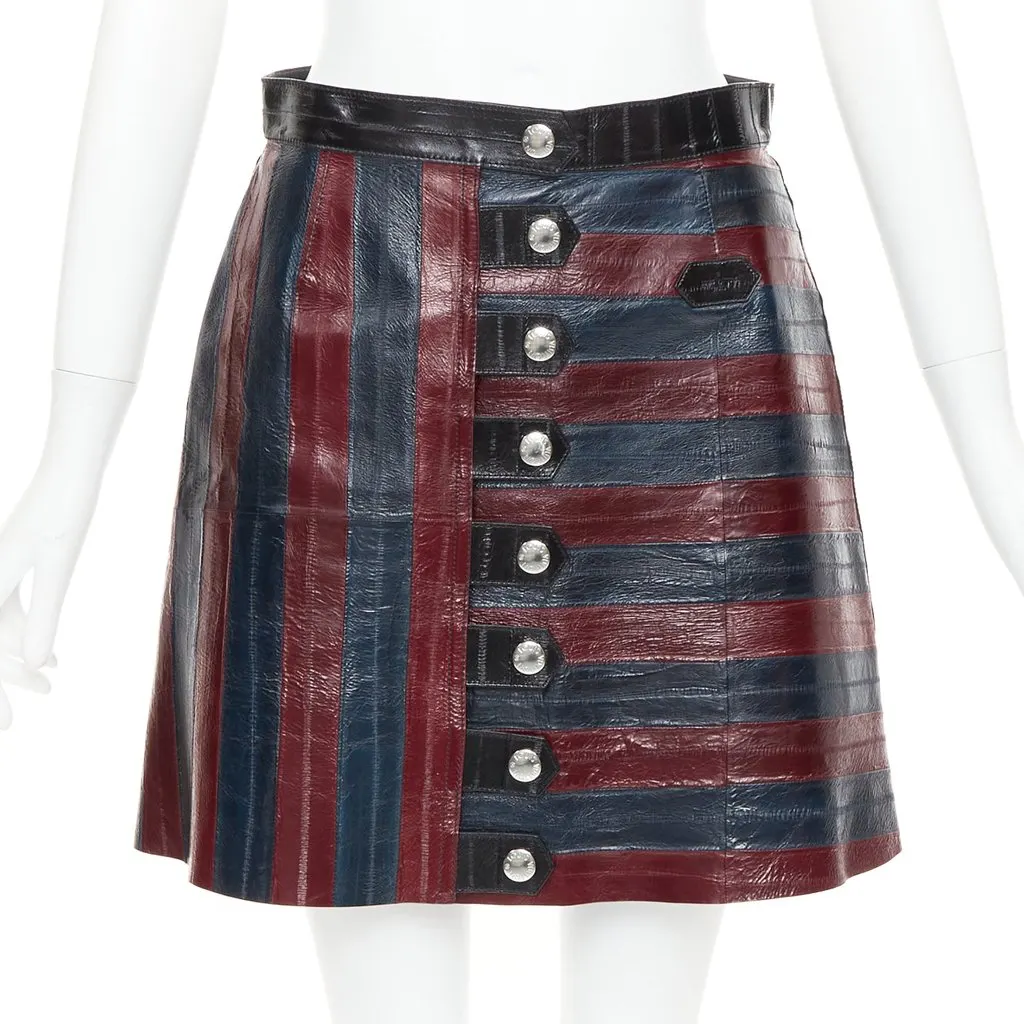 Louis Vuitton Burgundy Leather Skirt Burgundy Leather Very good - Front View