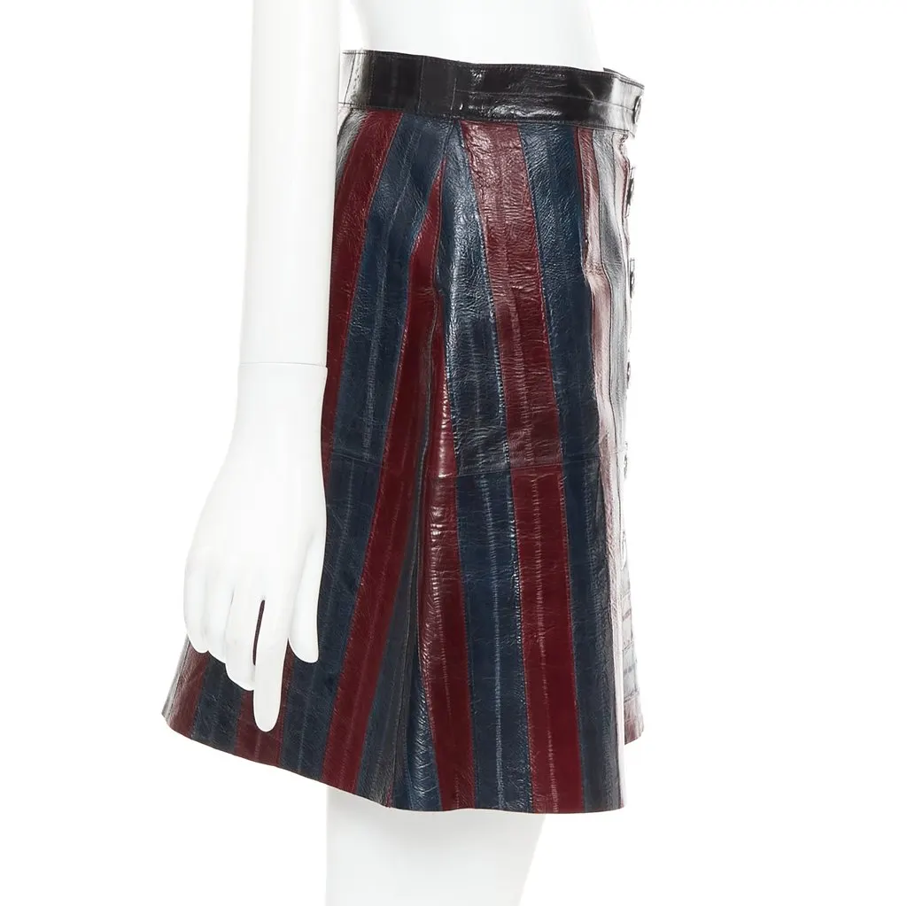 Louis Vuitton Burgundy Leather Skirt Burgundy Leather Very good - Model View