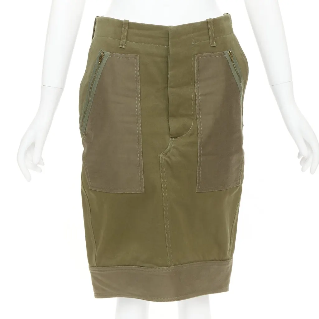 Celine Green Cotton Skirt Green Cotton Very good - Front View