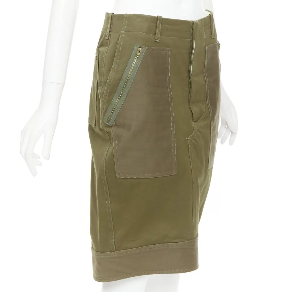 Celine Green Cotton Skirt Green Cotton Very good - Inside View