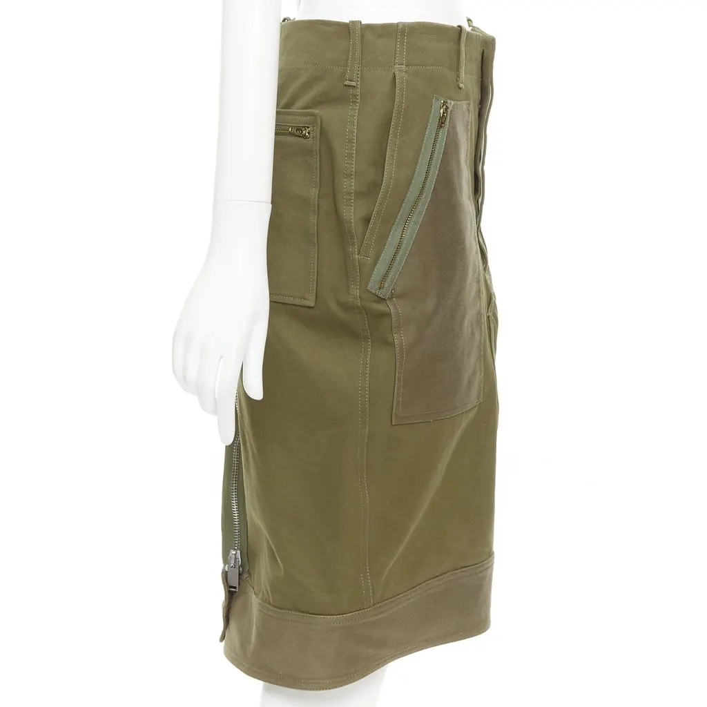 Celine Green Cotton Skirt Green Cotton Very good - Model View