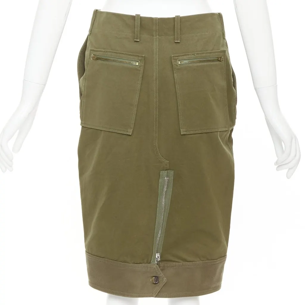 Celine Green Cotton Skirt Green Cotton Very good - Box View