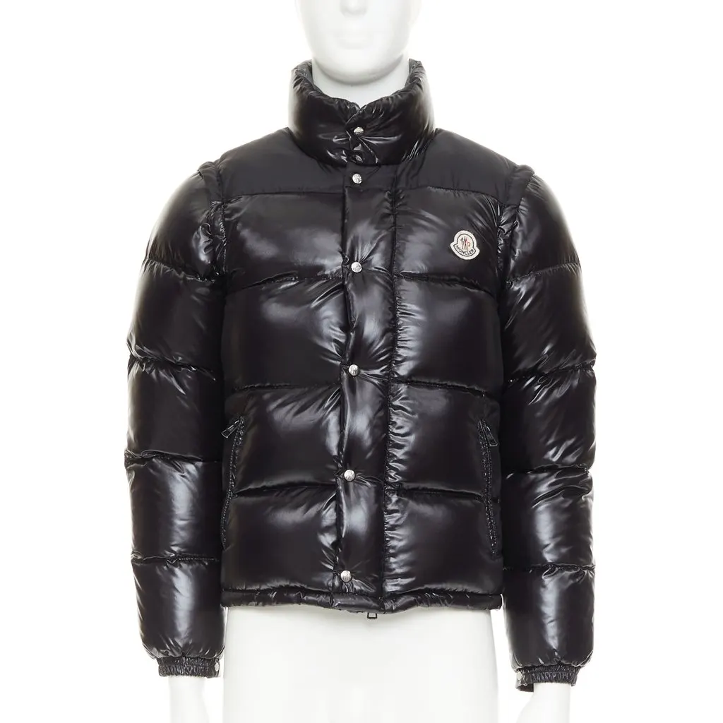 Moncler Black Polyamide Coat Black Polyamide Good - Front View