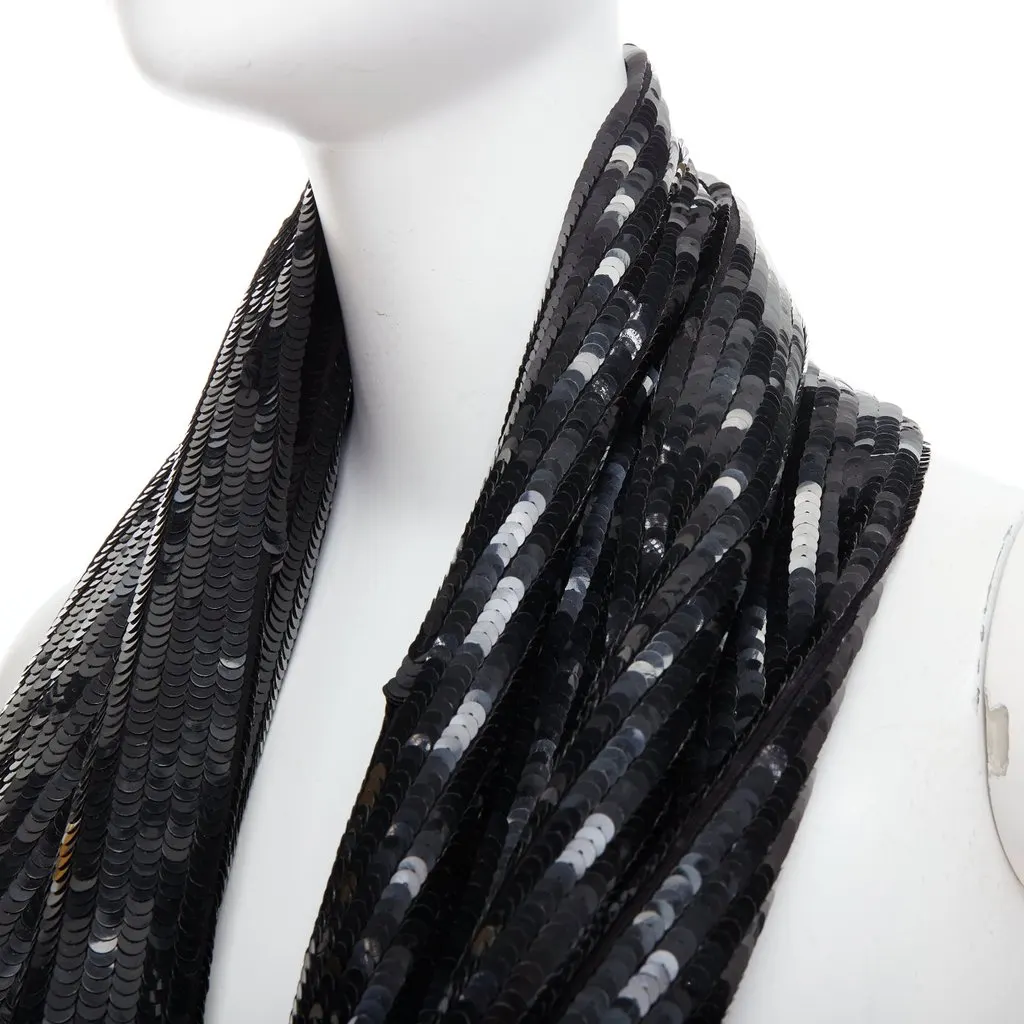 Monse Fur Collar Scarf Black Silk Very good - Back View