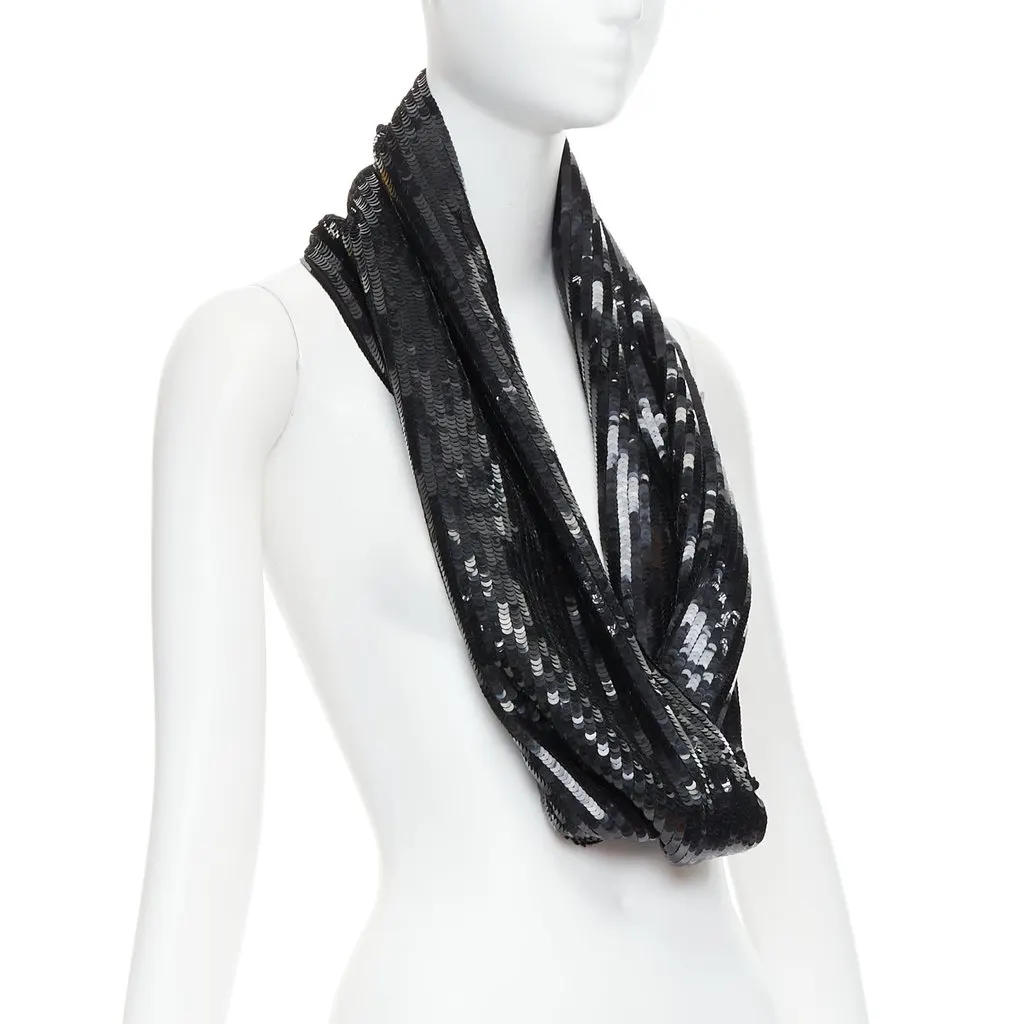Monse Fur Collar Scarf Black Silk Very good - Inside View