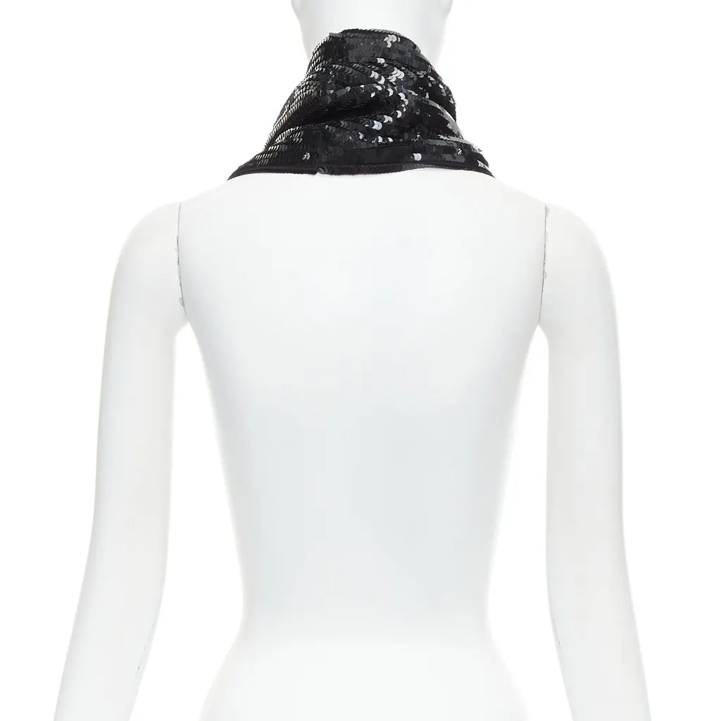 Monse Fur Collar Scarf Black Silk Very good - Box View