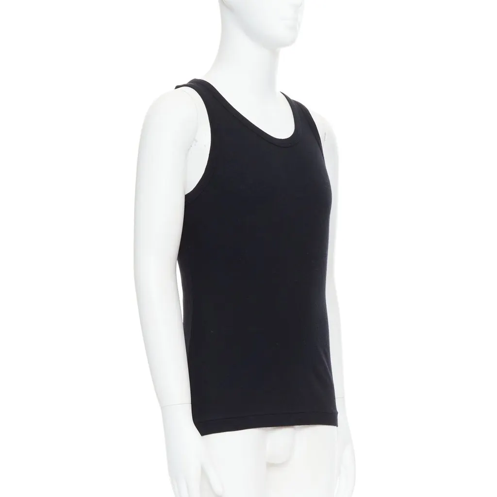 Ann Demeulemeester Ribbed Tank Top Black Cotton Good - Inside View