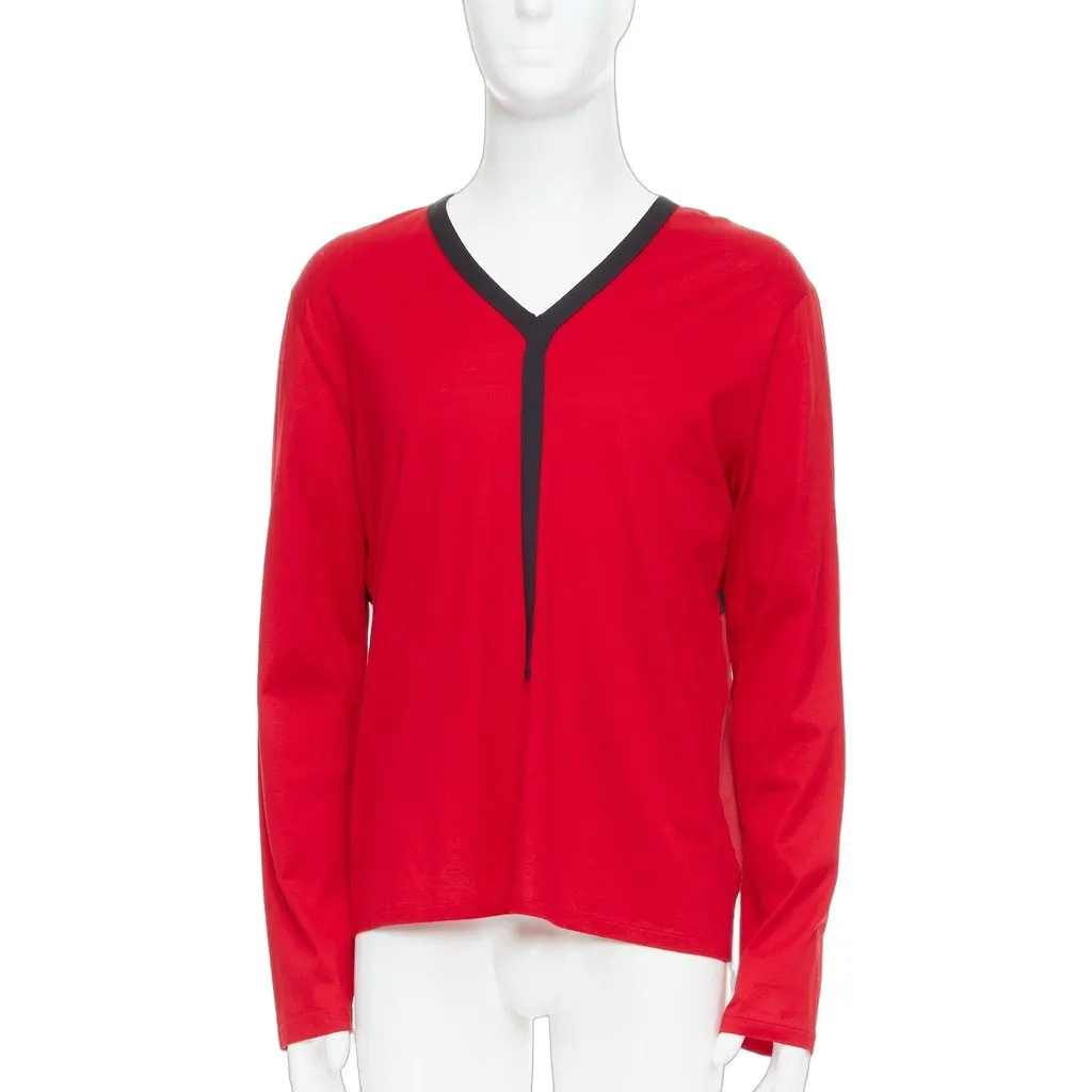 Balenciaga Trim V-Neck Shirt Black Cotton Never worn - Front View