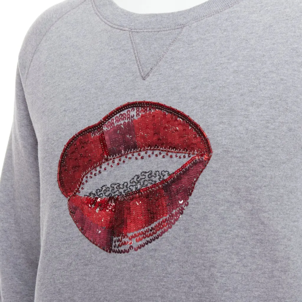 Dries Van Noten Sequin Lip Pullover Grey Cotton Never worn - Back View