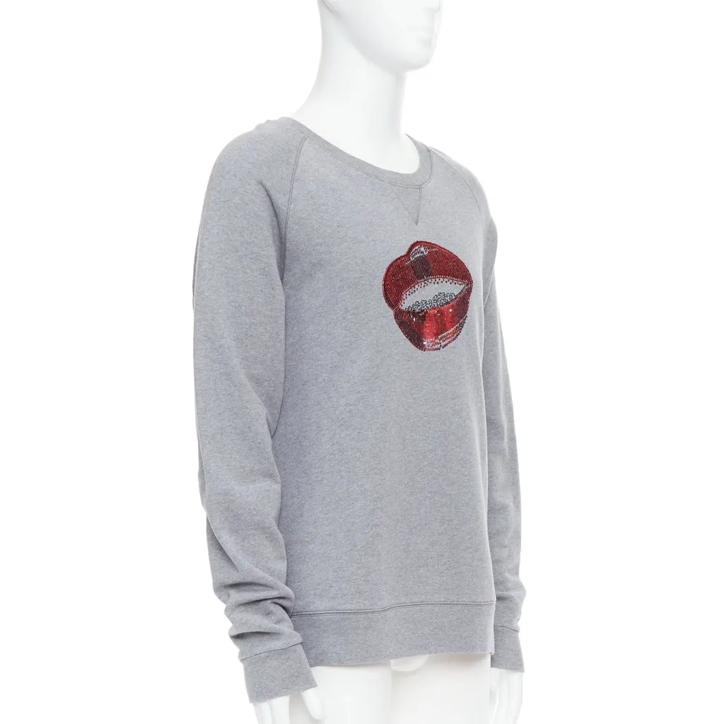 Dries Van Noten Sequin Lip Pullover Grey Cotton Never worn - Inside View