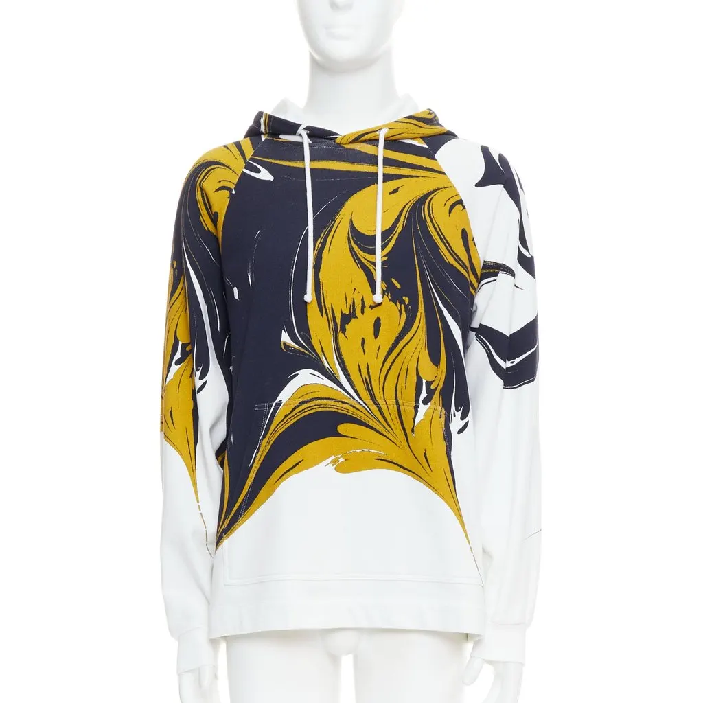 Dries Van Noten Marble Swirl Hoodie Yellow Cotton Very good - Front View