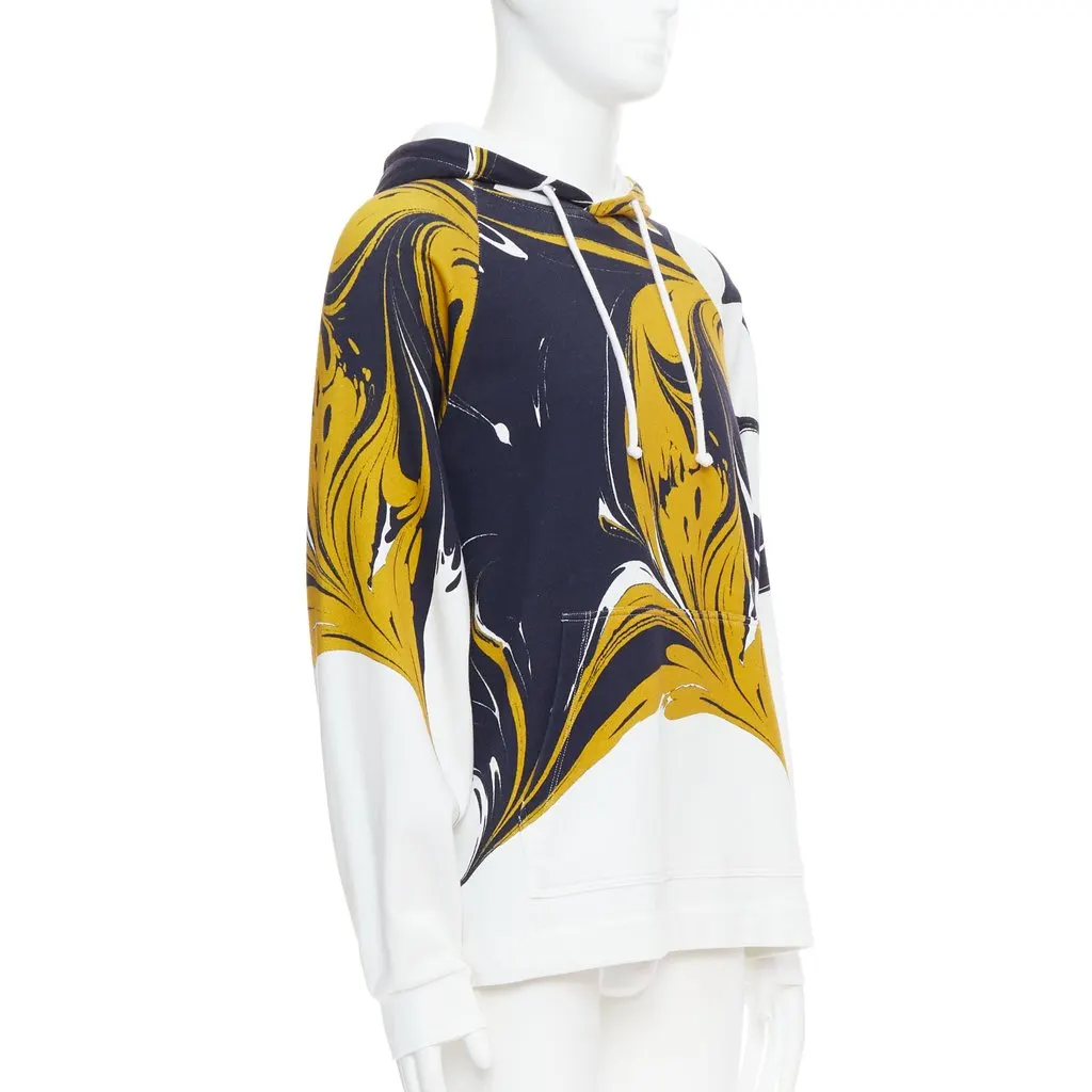 Dries Van Noten Marble Swirl Hoodie Yellow Cotton Very good - Inside View