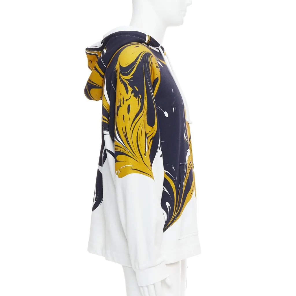 Dries Van Noten Marble Swirl Hoodie Yellow Cotton Very good - Model View