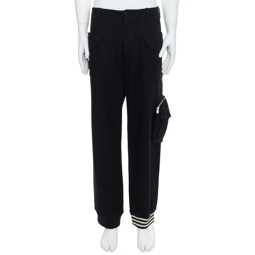 Y-3 Asymmetric Joggers Black Wool Never worn - Front View