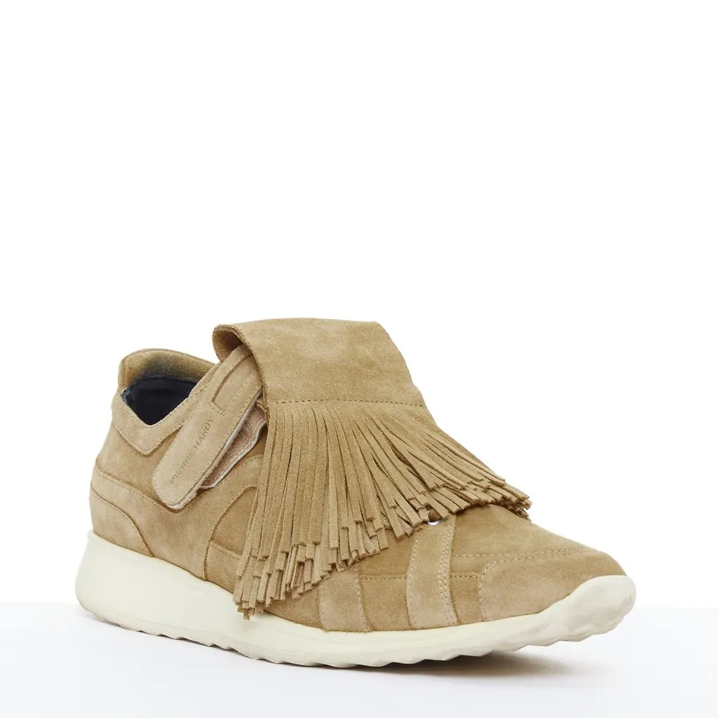 Pierre Hardy Fringe Loafer Sneakers Beige Suede Good - Back View