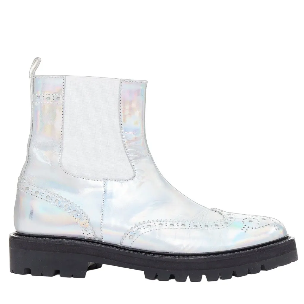JUUN.J Crystal Eyelet Tall Boots Silver Fair - Front View