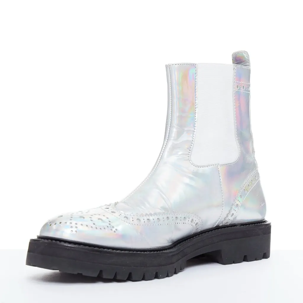 JUUN.J Crystal Eyelet Tall Boots Silver Fair - Model View