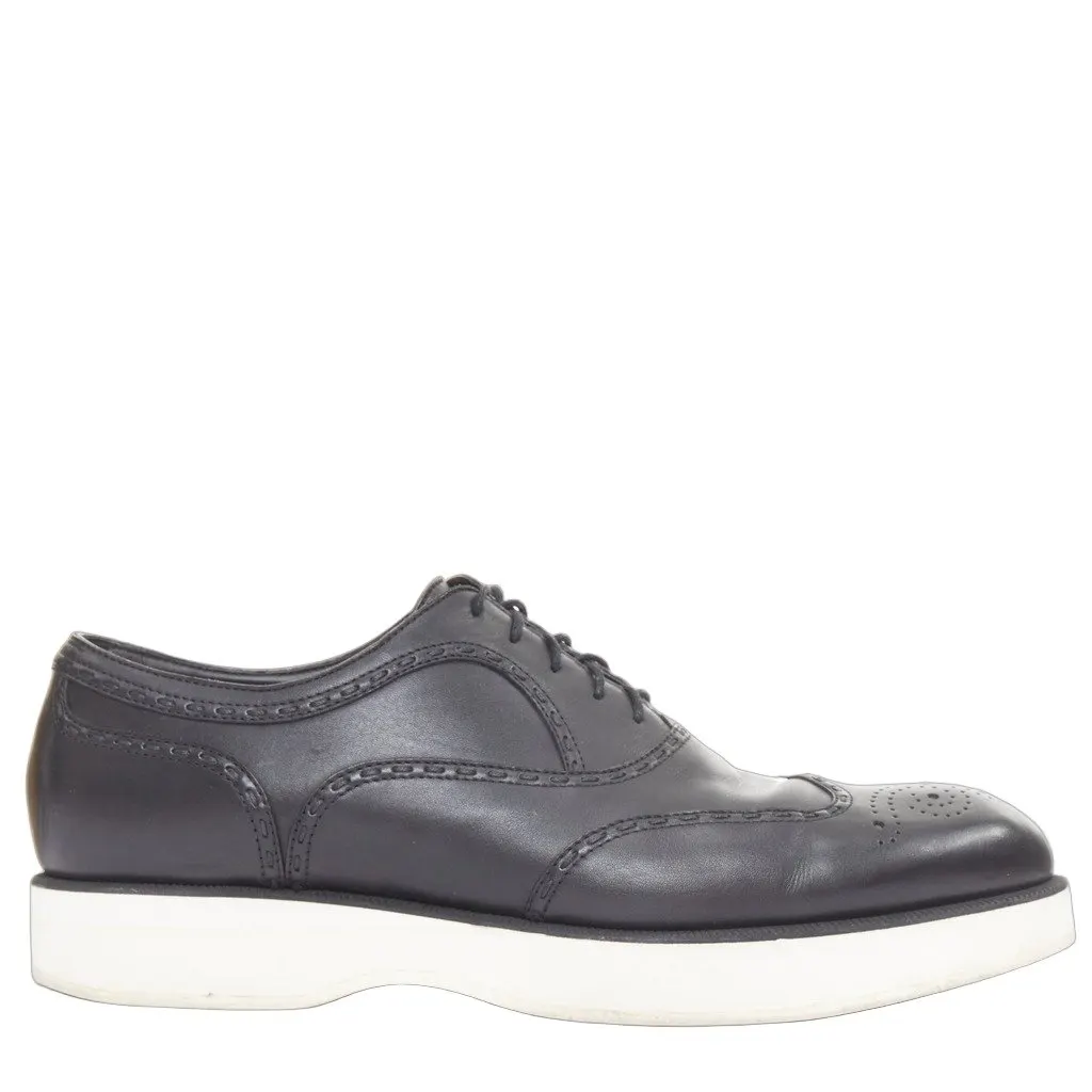 Bottega Veneta Black Leather Lace ups Black Leather Good - Front View