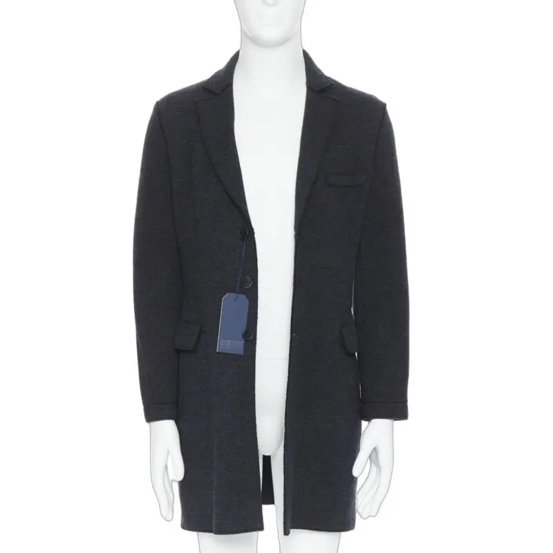 HARRIS WHARF LONDON Grey Herringbone Wool Coat Grey Wool Never worn, with tag - Front View