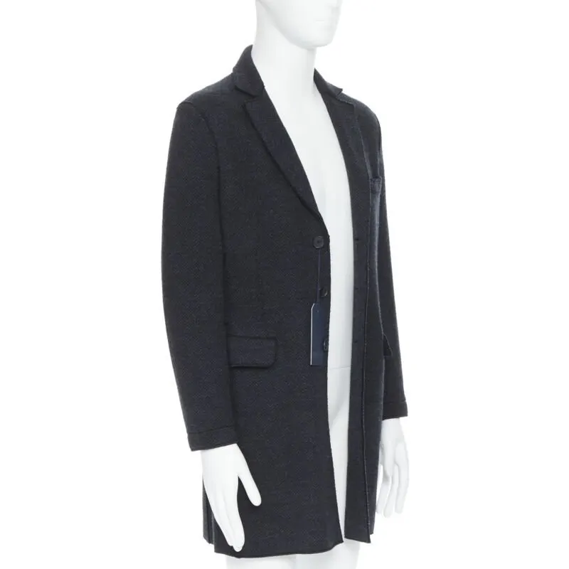 HARRIS WHARF LONDON Grey Herringbone Wool Coat Grey Wool Never worn, with tag - Inside View