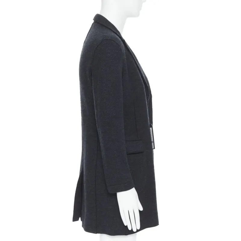 HARRIS WHARF LONDON Grey Herringbone Wool Coat Grey Wool Never worn, with tag - Model View