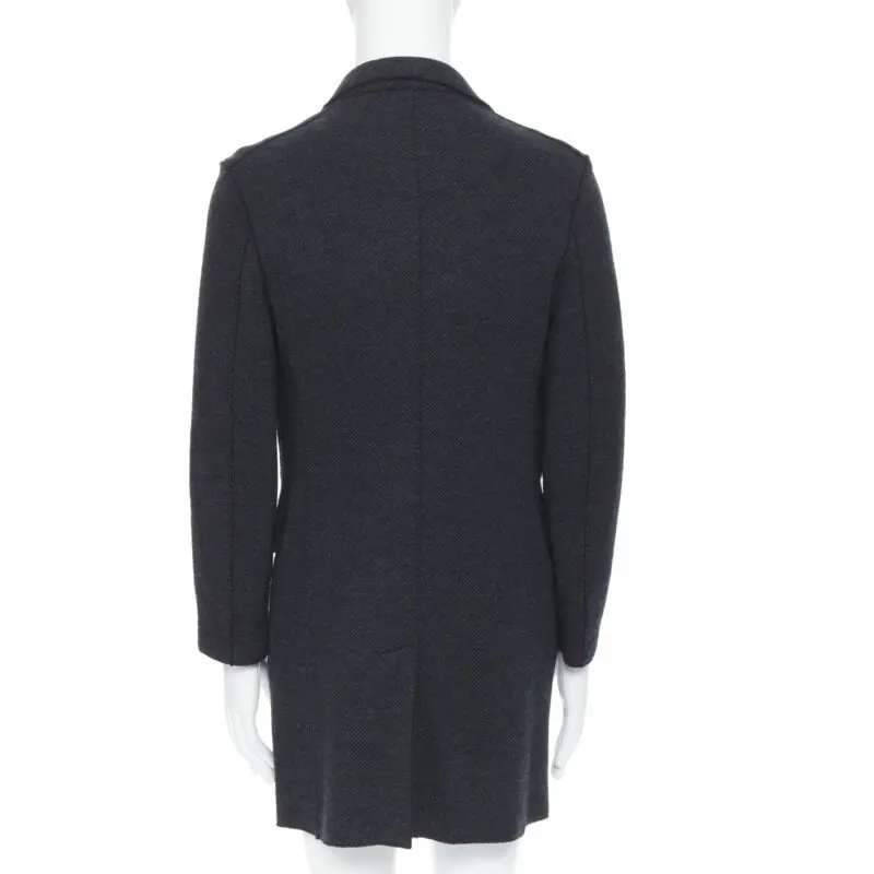 HARRIS WHARF LONDON Grey Herringbone Wool Coat Grey Wool Never worn, with tag - Box View