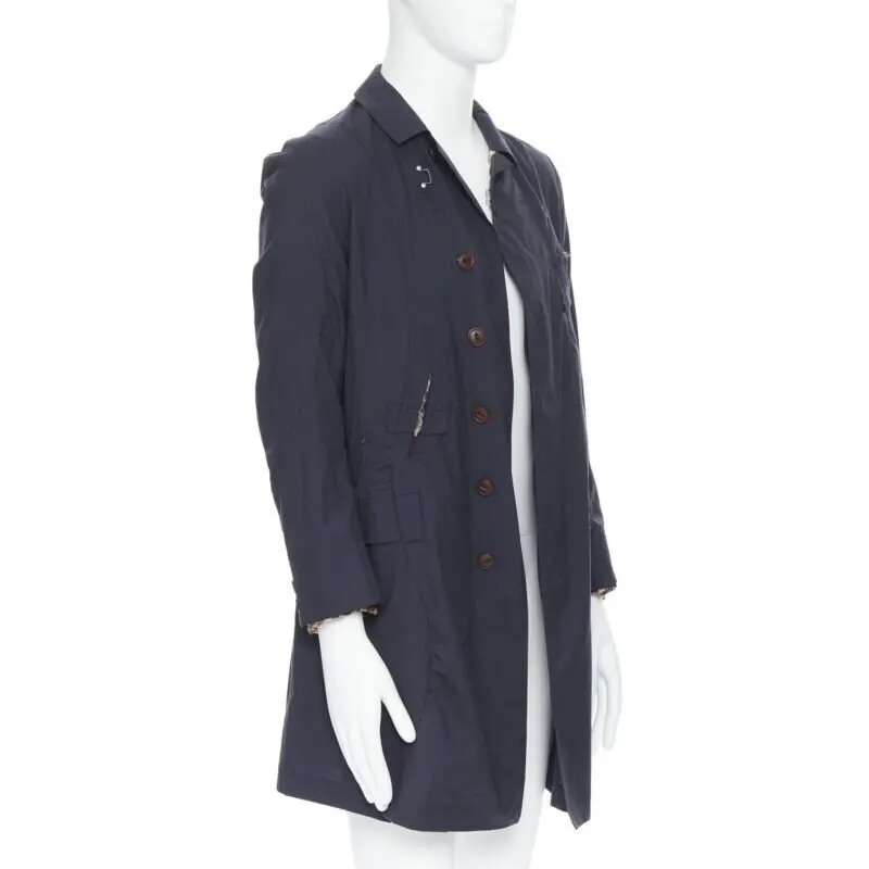 TAKAHIROMIYASHITA THE SOLOIST Navy Curved Seams Coat Black Cotton Never worn - Inside View