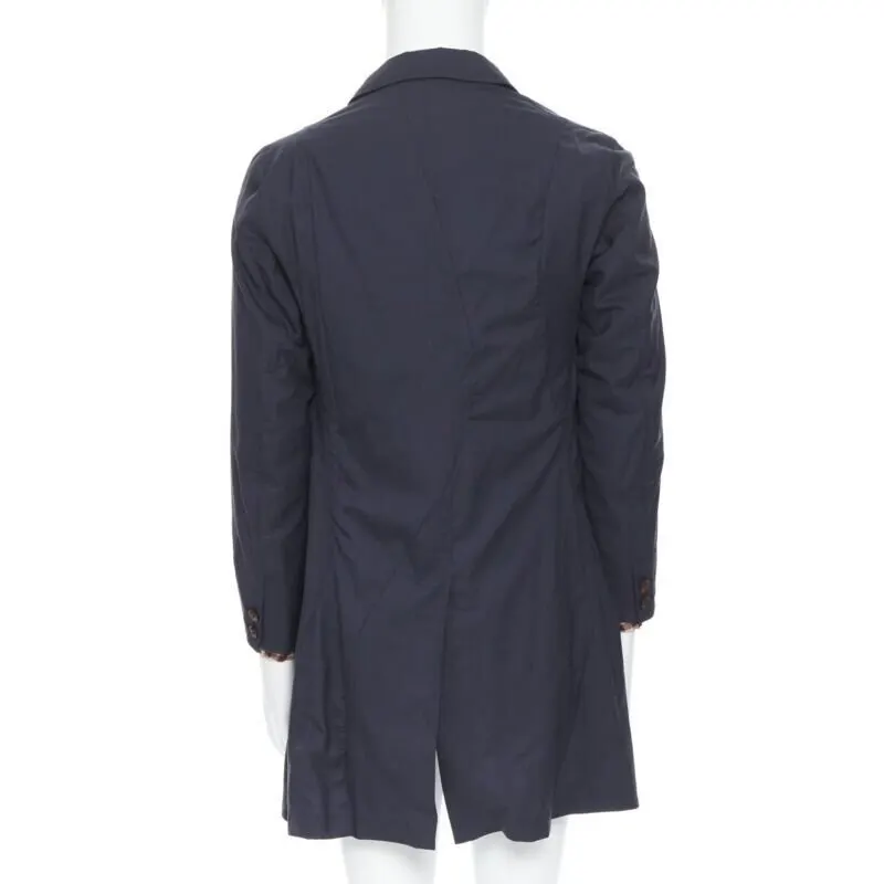 TAKAHIROMIYASHITA THE SOLOIST Navy Curved Seams Coat Black Cotton Never worn - Box View
