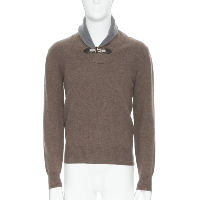 HACKETT LONDON Toggle Pullover Sweater Brown Wool Never worn - Front View