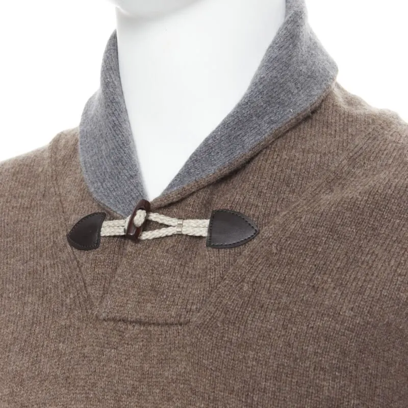 HACKETT LONDON Toggle Pullover Sweater Brown Wool Never worn - Back View