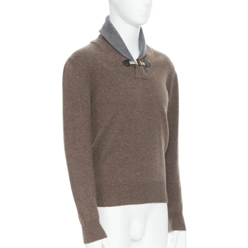 HACKETT LONDON Toggle Pullover Sweater Brown Wool Never worn - Inside View
