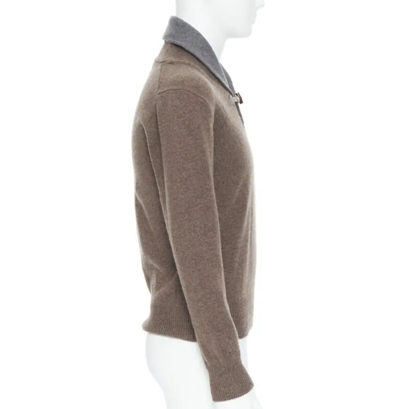 HACKETT LONDON Toggle Pullover Sweater Brown Wool Never worn - Model View