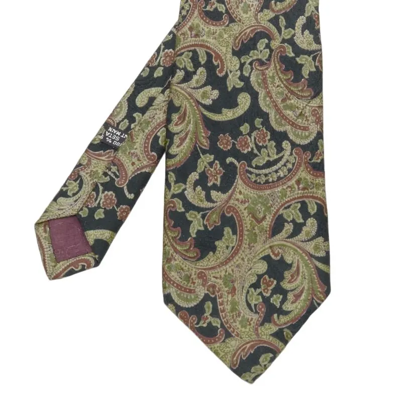 Dior Paisley Print Tie Navy Silk Very good - Front View