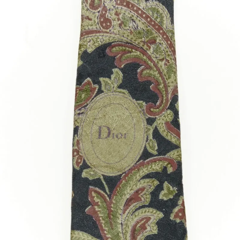Dior Paisley Print Tie Navy Silk Very good - Model View