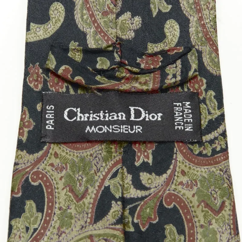 Dior Paisley Print Tie Navy Silk Very good - Box View