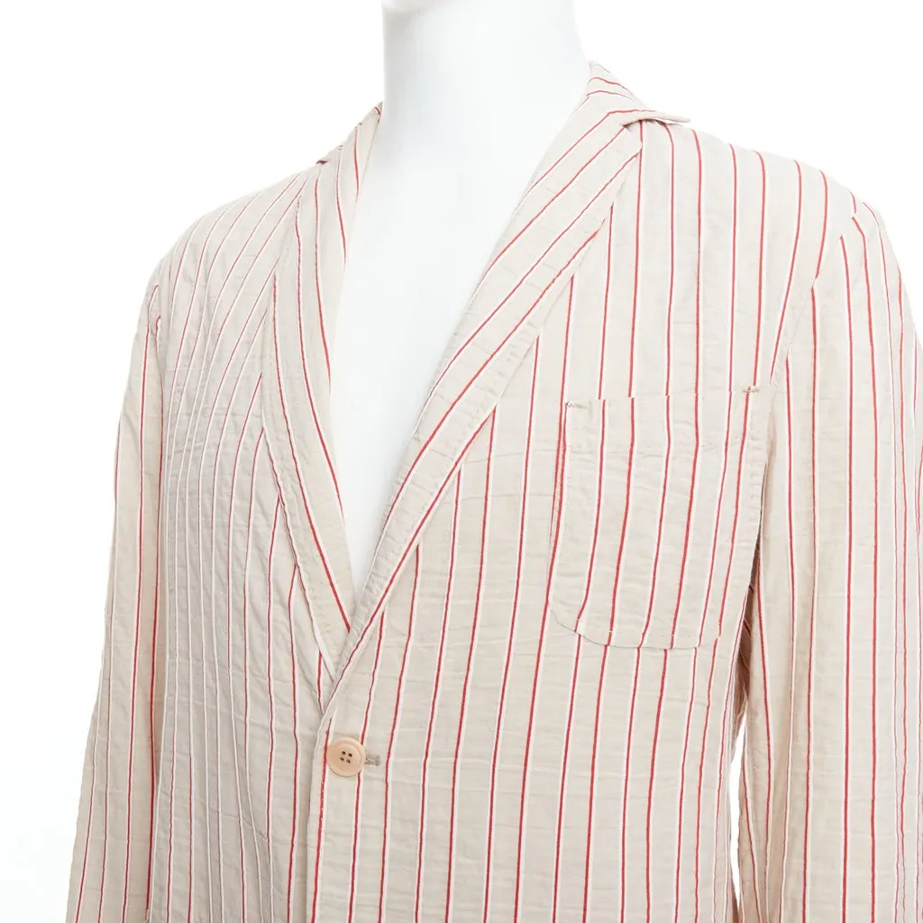 Romeo Gigli Red Striped Slim Blazer Beige Cotton Good - Back View