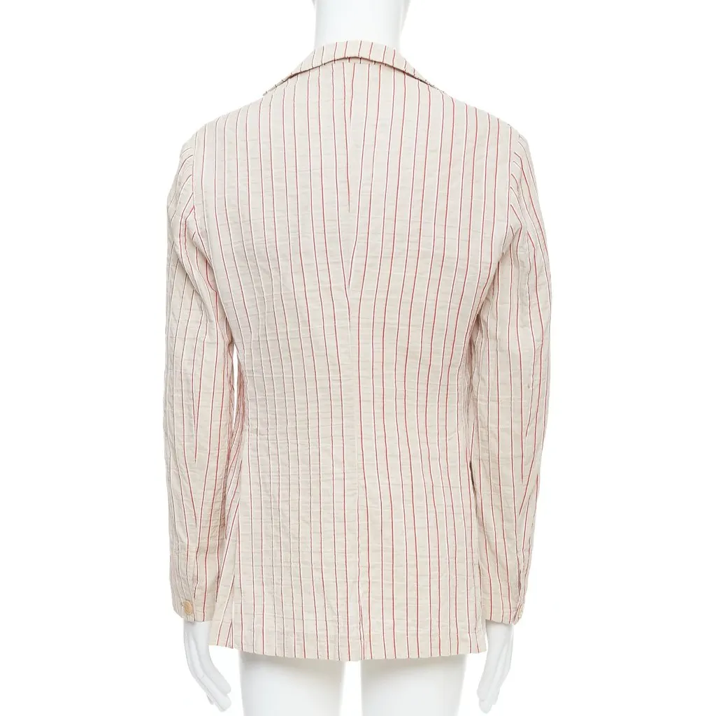 Romeo Gigli Red Striped Slim Blazer Beige Cotton Good - Box View