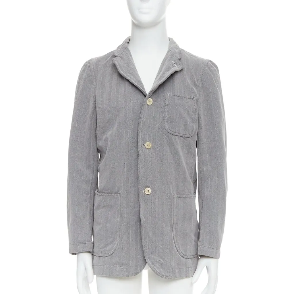 Comme Des Garcons Grey Crinkle Blazer Grey Polyester Fair - Front View