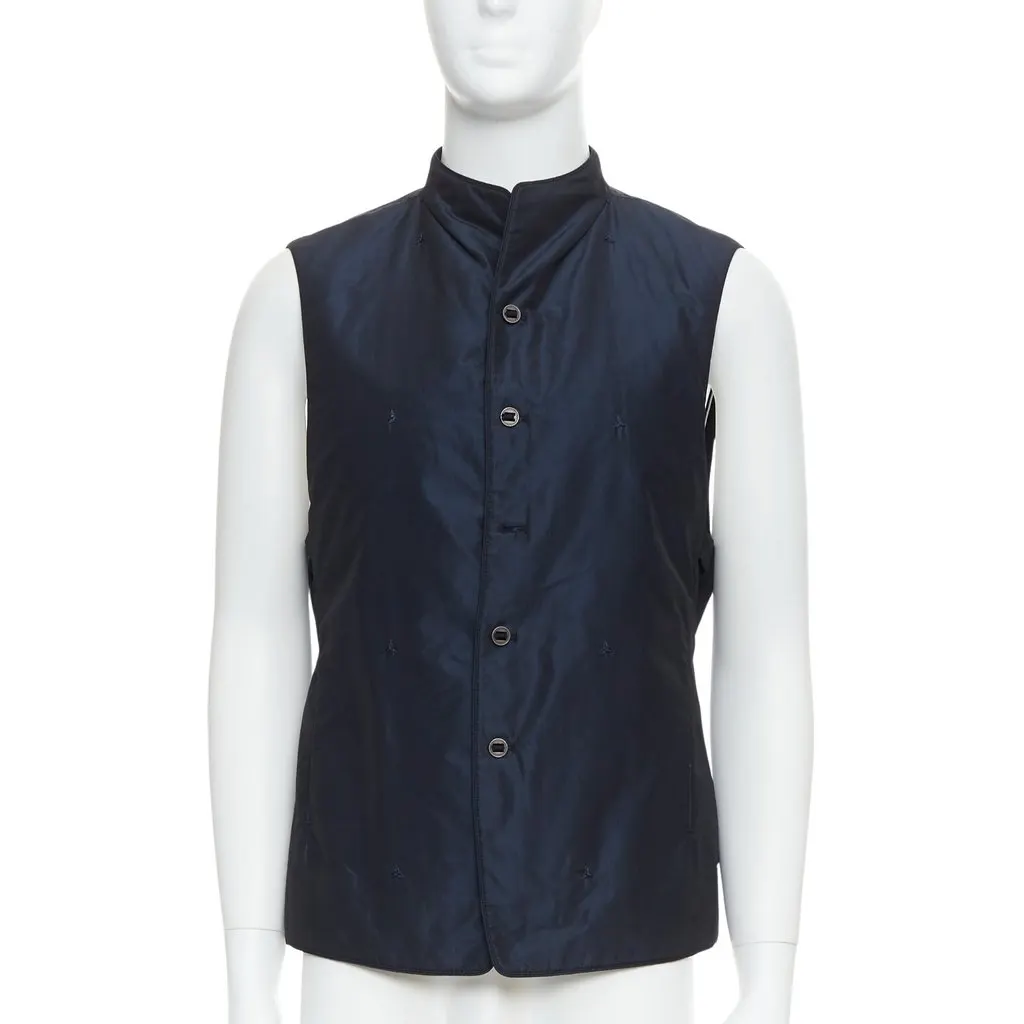 Shiatzy Chen Padded Coin Vest Navy Polyester Good - Front View