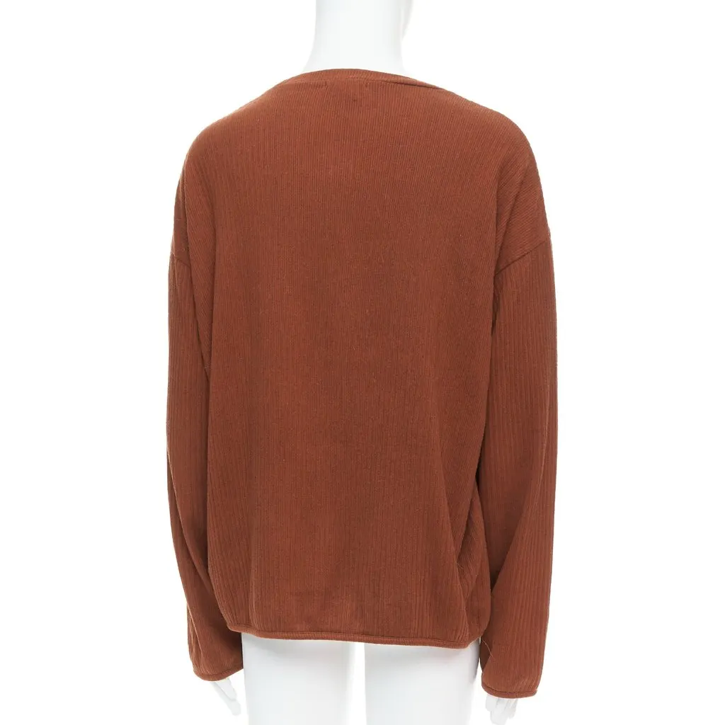 Issey Miyake Ribbed Long Sleeve Sweater Brown Cotton Good - Box View