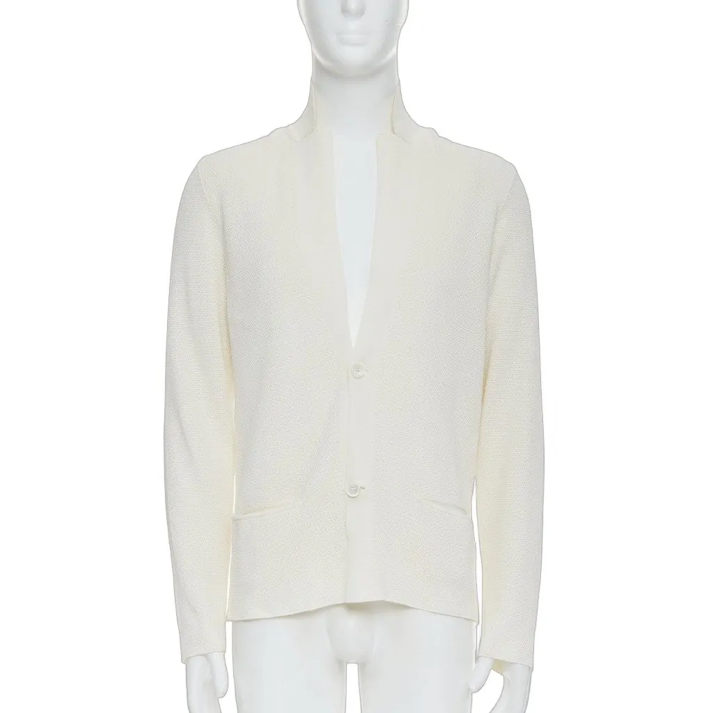 Lanvin Cream Skinny Lapel Blazer Ecru Cotton Good - Front View