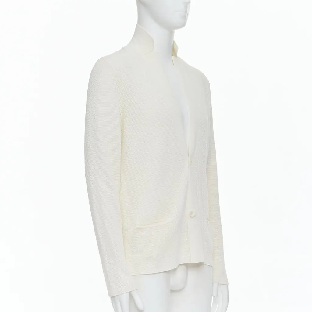 Lanvin Cream Skinny Lapel Blazer Ecru Cotton Good - Inside View