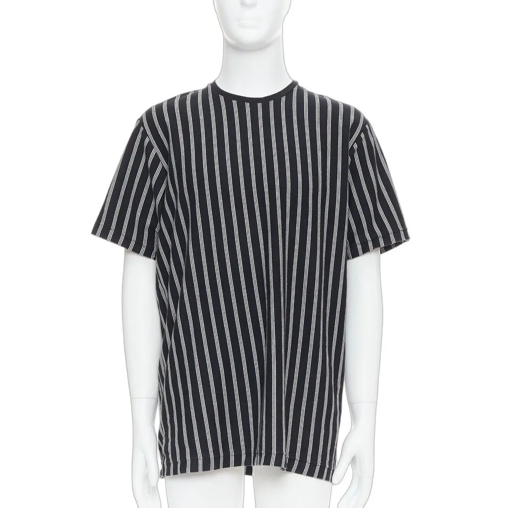 Yohji Yamamoto Vertical Stripe Shirt Black Cotton Good - Front View