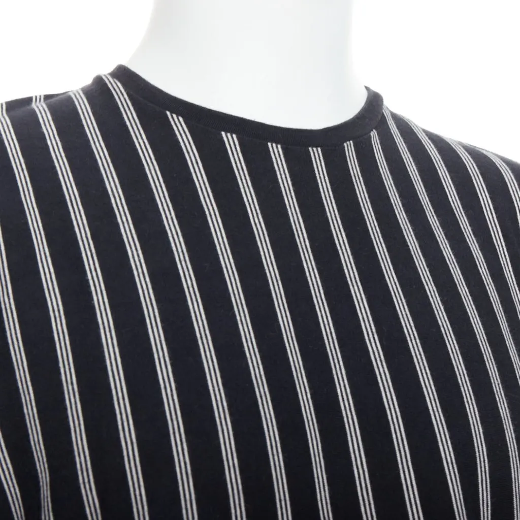 Yohji Yamamoto Vertical Stripe Shirt Black Cotton Good - Back View