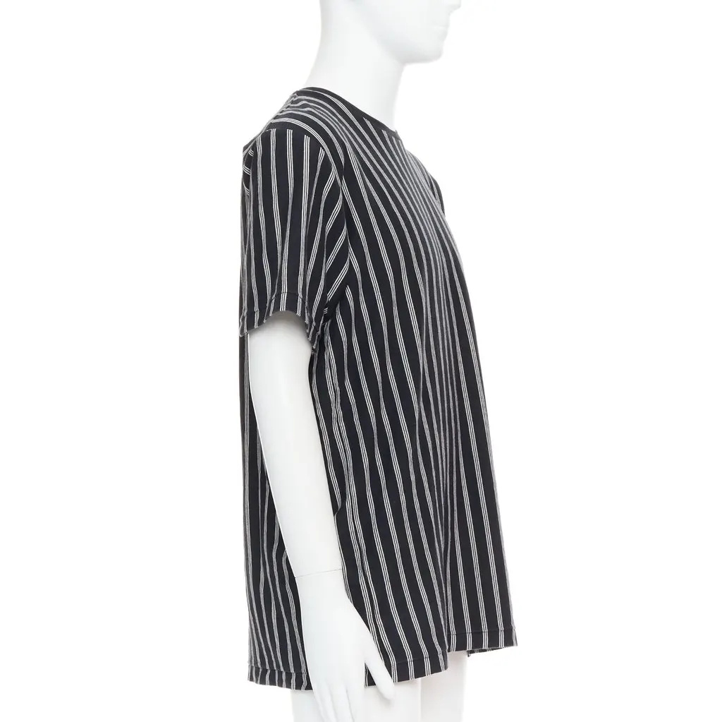 Yohji Yamamoto Vertical Stripe Shirt Black Cotton Good - Model View