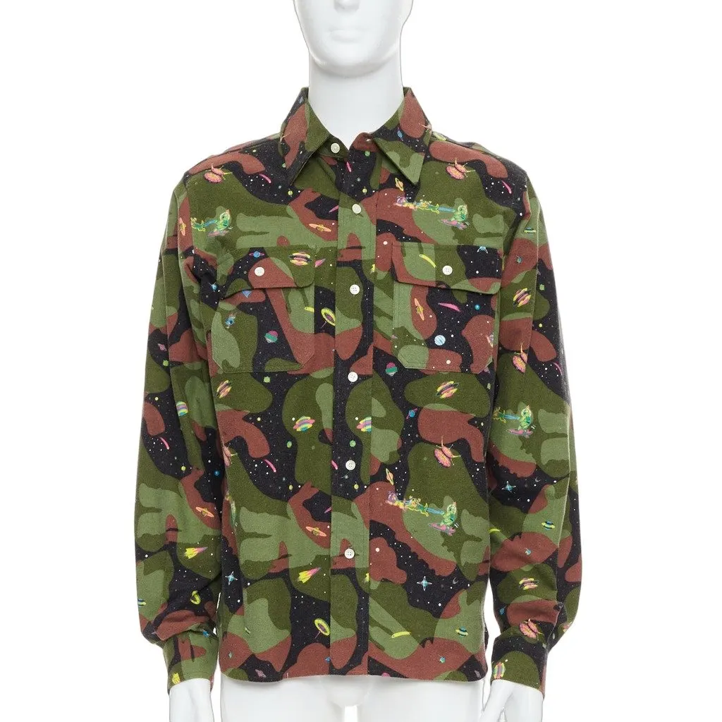 Billionaire Boys Club Camo UFO Shirt Green Cotton Never worn - Front View