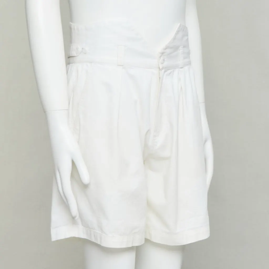 Raf Simons Paperbag Wide Shorts Ecru Cotton Fair - Inside View