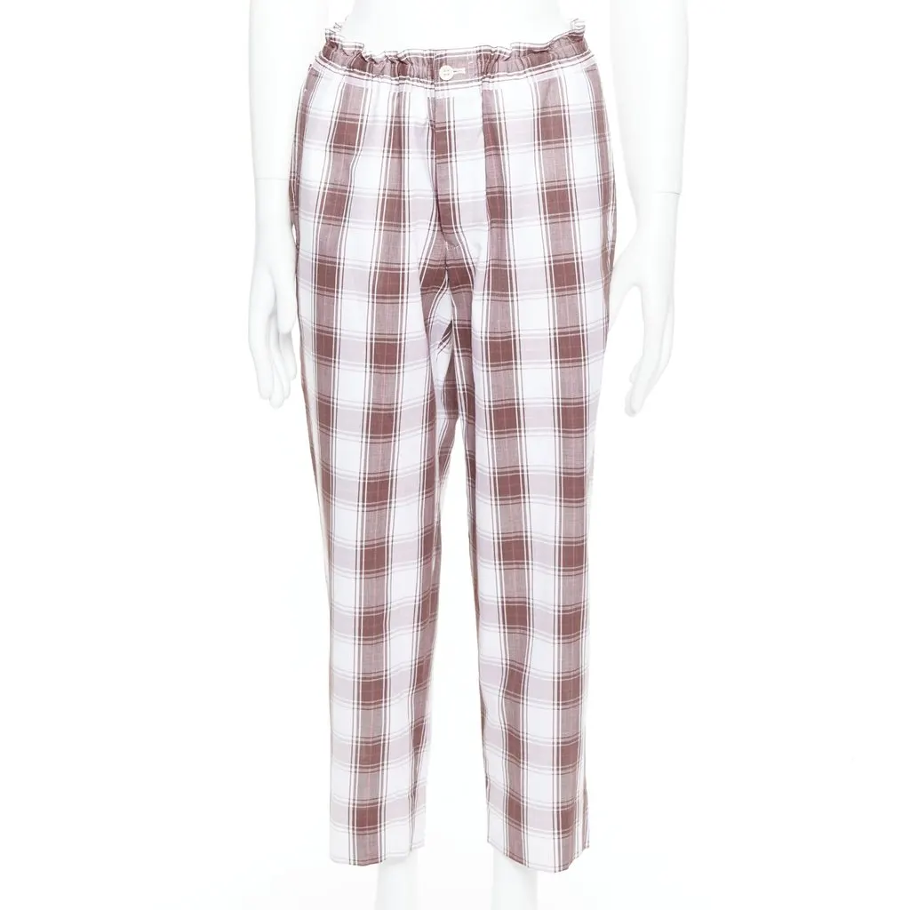 Comme Des Garcons Checkered Tapered Pants Brown Cotton Never worn, with tag - Front View