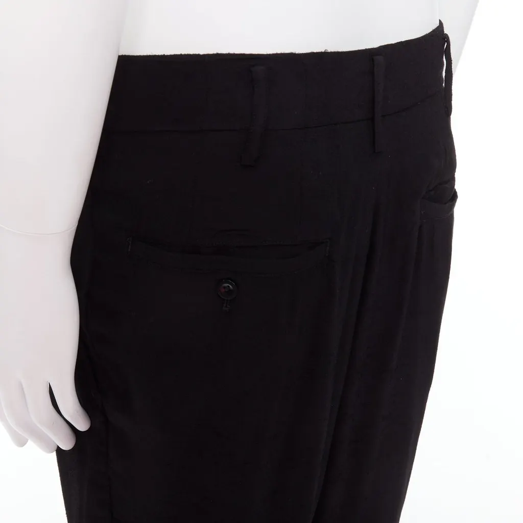 Yohji Yamamoto Pleated Wide Pants Black Polyester Fair - Back View